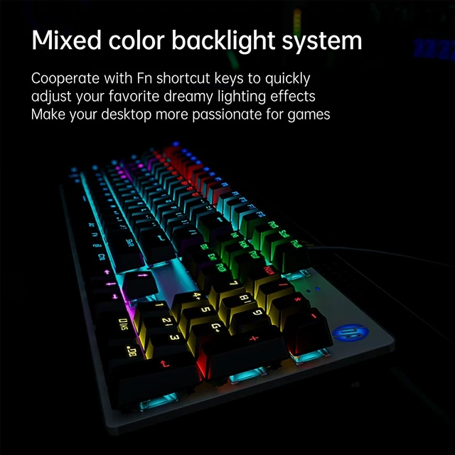 Alt view image 3 of 7 - HP GK400F Gaming Keyboard, Mechanical Brown Switch, Full Size 104 Keys Wired Keyboard, Anti-Ghosting, 20 LED Backlight Modes, Ergonomic USB Keyboard for Windows, ABS Double Shot Keycaps, Black