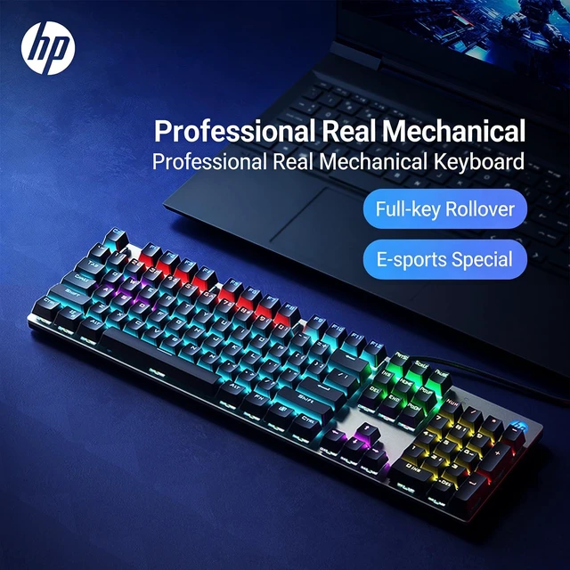 Alt view image 7 of 7 - HP GK400F Gaming Keyboard, Mechanical Brown Switch, Full Size 104 Keys Wired Keyboard, Anti-Ghosting, 20 LED Backlight Modes, Ergonomic USB Keyboard for Windows, ABS Double Shot Keycaps, Black