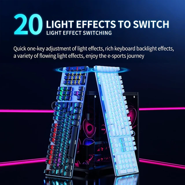 Alt view image 6 of 7 - HP GK400F Gaming Keyboard, Mechanical Brown Switch, Full Size 104 Keys Wired Keyboard, Anti-Ghosting, 20 LED Backlight Modes, Ergonomic USB Keyboard for Windows, ABS Double Shot Keycaps, Black