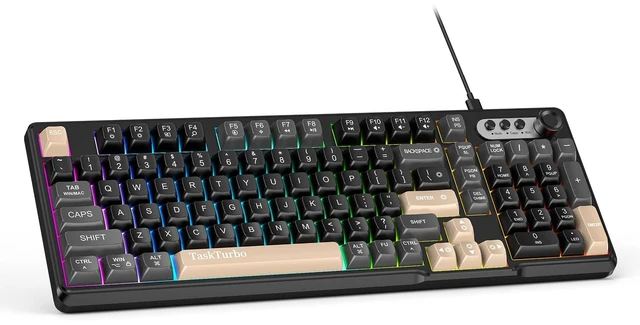 Main image of T103 Full Size Gaming Keyboard,Black Wired Mechanical Feeling Keyboard | RGB Backlit,USB Membrane Keyboard with Number Pad and Dedicated Media Keys,26 Keys Anti-Ghosting,Silent keyboard for Office