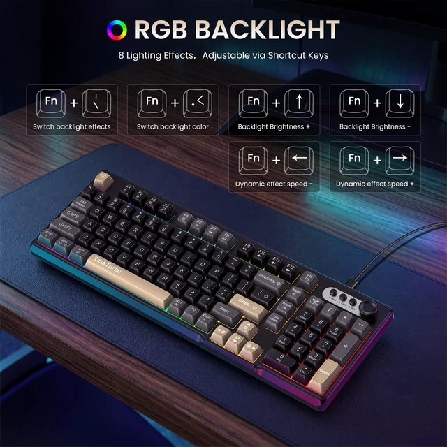 Alt view image 6 of 7 - T103 Full Size Gaming Keyboard,Black Wired Mechanical Feeling Keyboard | RGB Backlit,USB Membrane Keyboard with Number Pad and Dedicated Media Keys,26 Keys Anti-Ghosting,Silent keyboard for Office