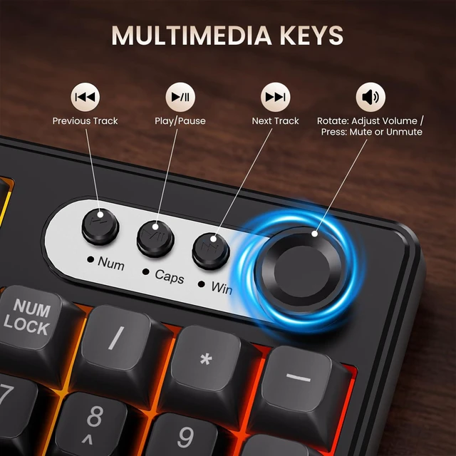 Alt view image 7 of 7 - T103 Full Size Gaming Keyboard,Black Wired Mechanical Feeling Keyboard | RGB Backlit,USB Membrane Keyboard with Number Pad and Dedicated Media Keys,26 Keys Anti-Ghosting,Silent keyboard for Office