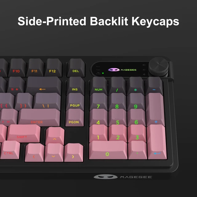 Alt view image 6 of 7 - MageGee GK960 Wireless Keyboard, 98 Keys Tri-Mode BT/2.4G/Wired Membrane Gaming Keyboard, RGB Creamy Keyboard with Number Pad, Knob Control, Side Printed Keycaps, 4000mAh Battery - Black & Pink