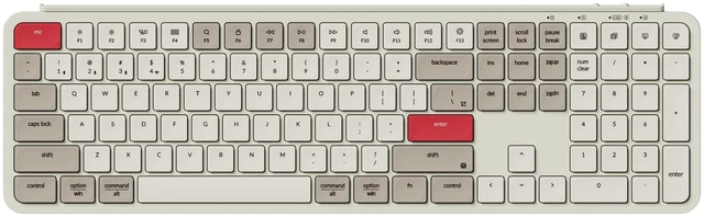 Main image of Keychron B6 Pro Ultra-Slim Full-Size Wireless Keyboard - Retro Red | Numeric Keypad Quiet Typing Multi-Device 2.4 GHz/Bluetooth 5.2/USB-C Wired ZMK Launcher Up to 1200 Hours Battery Life