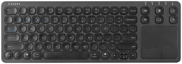 Main image of SANWA Bluetooth Keyboard with Trackpad, 3-Devices HTPC Keyboard, Black