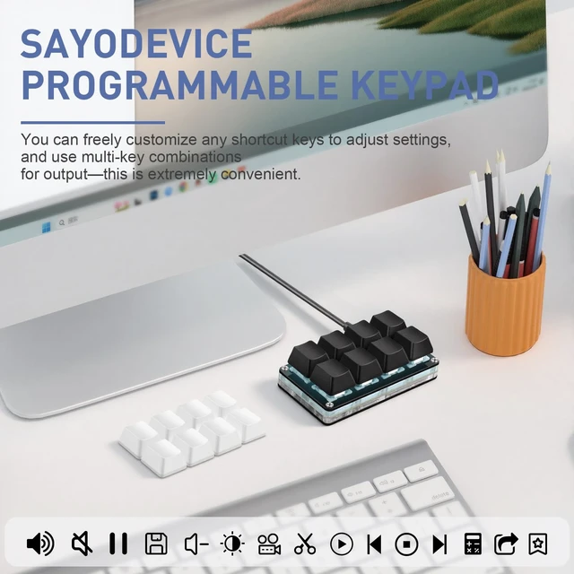 Alt view image 3 of 7 - Mini 8-Key Programmable Keyboard with Hotswappable Mechanical Switches | For Rhythm Games RGB Gaming Keypad for Customized Macros Office Work Copy Paste Shortcut Keys