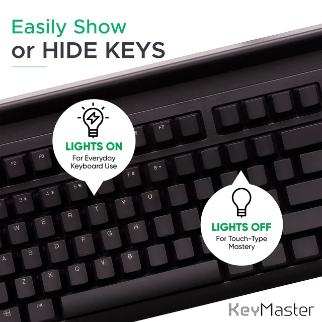 Alt view image 2 of 7 - KeyMaster Electronics Learn to Type Keyboard; Typing Practice Show or Hide Keys; Blank Key Caps; Teach Students Touch Typing; Keyboarding Mechanical Training Tool; Better Than Covers or Skins (Single)