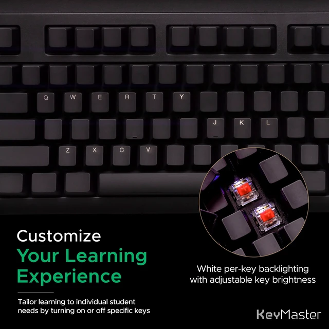 Alt view image 4 of 7 - KeyMaster Electronics Learn to Type Keyboard; Typing Practice Show or Hide Keys; Blank Key Caps; Teach Students Touch Typing; Keyboarding Mechanical Training Tool; Better Than Covers or Skins (Single)