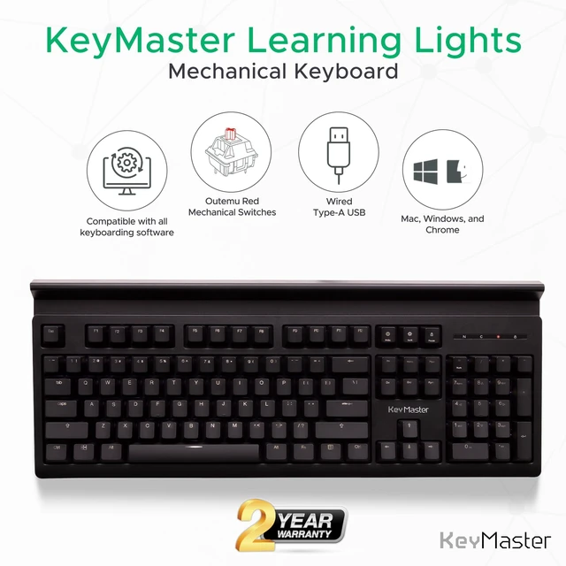 Alt view image 6 of 7 - KeyMaster Electronics Learn to Type Keyboard; Typing Practice Show or Hide Keys; Blank Key Caps; Teach Students Touch Typing; Keyboarding Mechanical Training Tool; Better Than Covers or Skins (Single)