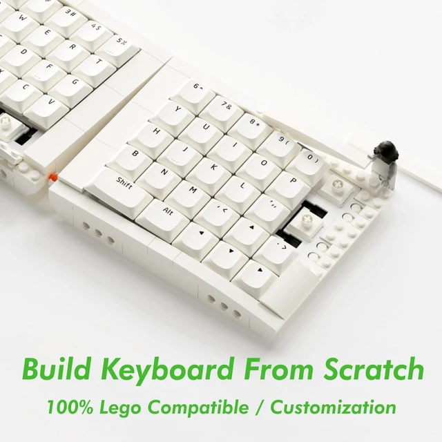 Alt view image 4 of 7 - KBDcraft 07Israfel 50% Ergo-Split Low-Profile Mechanical Keyboard, 56-Key Ortho, Lego-Compatible Case, Wired, Linear Switch, Gasket Mount, Hot-Swappable, RGB, QMK, Vial for Win/Mac, Full Kit, White