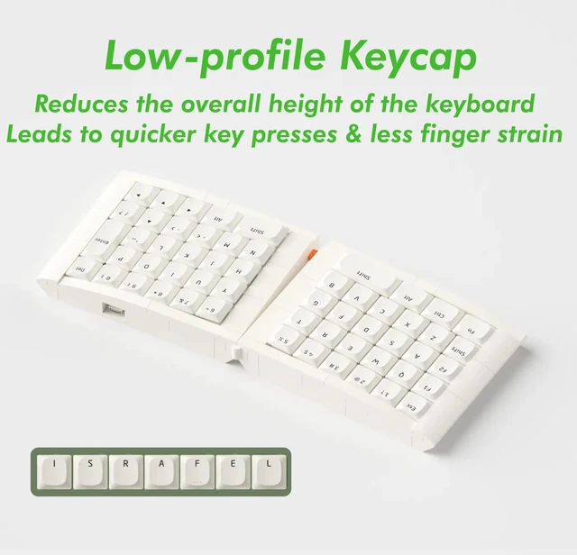 Alt view image 5 of 7 - KBDcraft 07Israfel 50% Ergo-Split Low-Profile Mechanical Keyboard, 56-Key Ortho, Lego-Compatible Case, Wired, Linear Switch, Gasket Mount, Hot-Swappable, RGB, QMK, Vial for Win/Mac, Full Kit, White