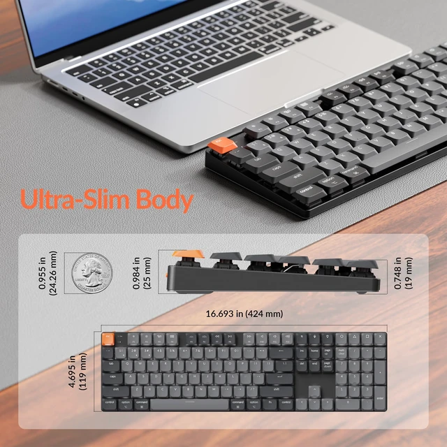 Alt view image 5 of 7 - Keychron K5 Version 2 Wireless Bluetooth Low Profile Mechanical Keyboard | QMK Launcher, Full-Size Layout with Milk POM Brown Switch, White Backlit with Shine-Through Keycaps for Mac Windows Linux