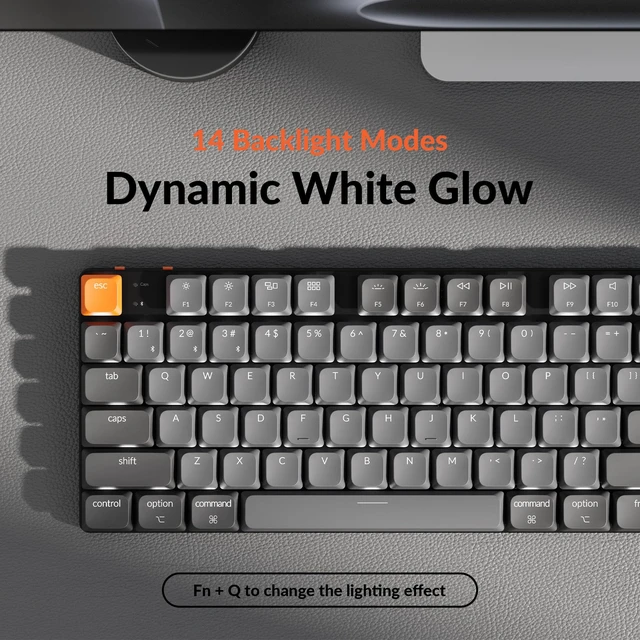 Alt view image 7 of 7 - Keychron K5 Version 2 Wireless Bluetooth Low Profile Mechanical Keyboard | QMK Launcher, Full-Size Layout with Milk POM Brown Switch, White Backlit with Shine-Through Keycaps for Mac Windows Linux