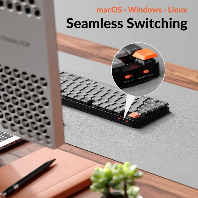 Alt view image 6 of 7 - Keychron K5 Version 2 Wireless Bluetooth Low Profile Mechanical Keyboard | QMK Launcher, Full-Size Layout with Milk POM Brown Switch, White Backlit with Shine-Through Keycaps for Mac Windows Linux