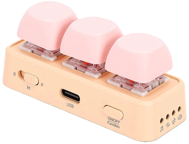 Main image of Pomya 3 Key Macro Keyboard Bluetooth USB Programmable Keypad, RGB Backlit Mini Mechanical Controller for Gaming Editing Copy Paste Shortcuts, Portable Custom Buttons Pad (Pink)