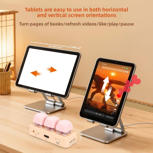 Alt view image 2 of 7 - Pomya 3 Key Macro Keyboard Bluetooth USB Programmable Keypad, RGB Backlit Mini Mechanical Controller for Gaming Editing Copy Paste Shortcuts, Portable Custom Buttons Pad (Pink)