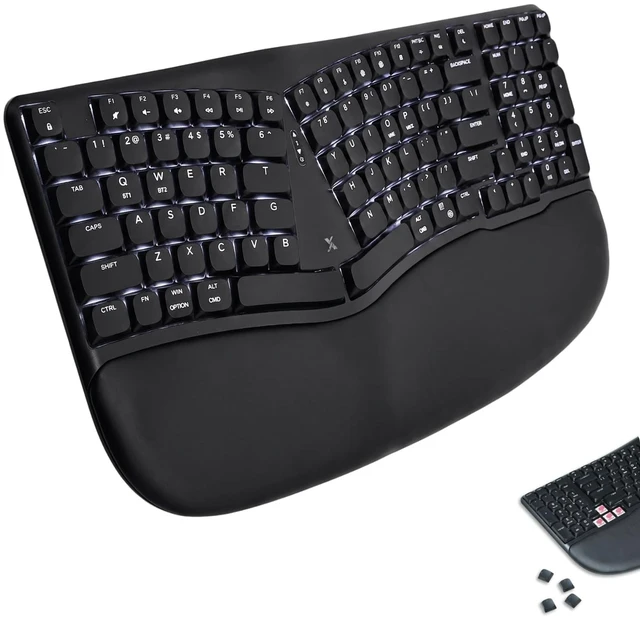Main image of X9 Performance Wireless Mechanical Ergonomic Keyboard - (BT + 2.4G + Wired) - Wireless Mechanical Split Ergonomic Keyboard - Built-in Wrist Cushion, Pink Switch, Backlit, Rechargeable - for PC/Mac