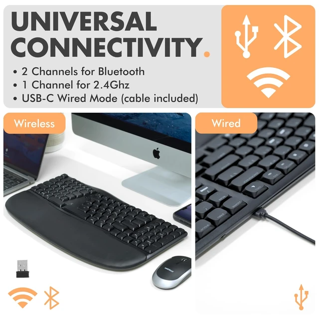 Alt view image 3 of 7 - X9 Performance Wireless Mechanical Ergonomic Keyboard - (BT + 2.4G + Wired) - Wireless Mechanical Split Ergonomic Keyboard - Built-in Wrist Cushion, Pink Switch, Backlit, Rechargeable - for PC/Mac