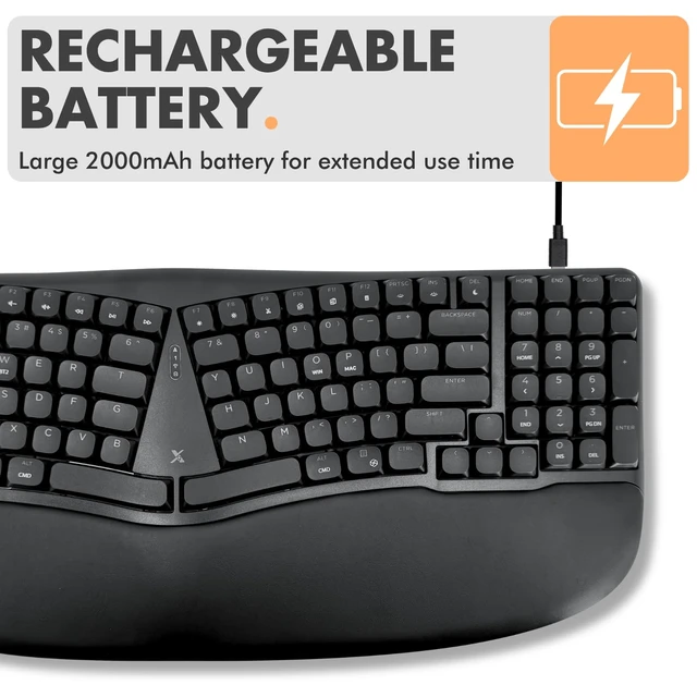 Alt view image 7 of 7 - X9 Performance Wireless Mechanical Ergonomic Keyboard - (BT + 2.4G + Wired) - Wireless Mechanical Split Ergonomic Keyboard - Built-in Wrist Cushion, Pink Switch, Backlit, Rechargeable - for PC/Mac