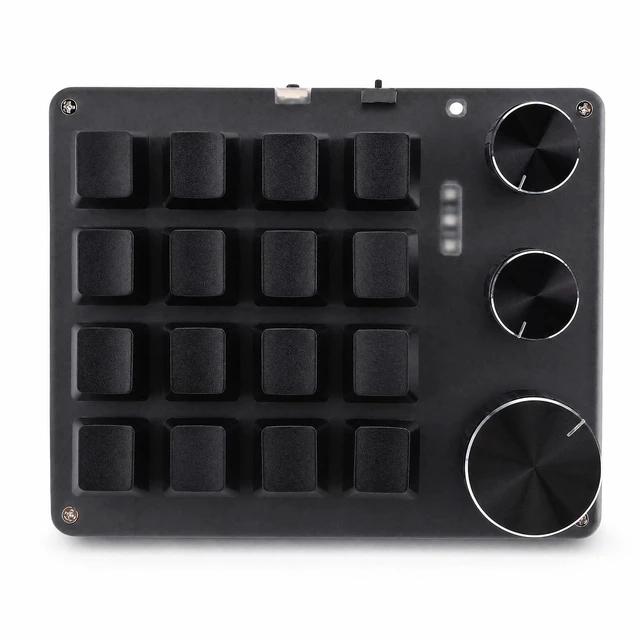 Main image of Fabater 16 Key Mechanical Keyboard, Programmable Keypad with 3 Adjustable Knobs, BT 2.4G Wireless Wired 3 Modes, Customizable Shortcut Keys, Intelligent LED Lighting (Black)