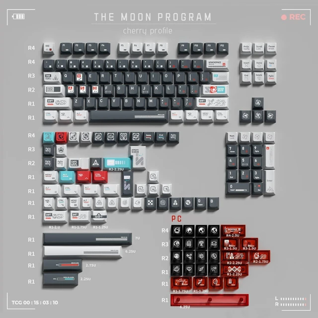 Alt view image 6 of 7 - JSJT Clear PC Through Keycaps + PBT Keycap,Moon Project Theme Keycaps 183 Keys Cherry Profile Keycap Set for MX Switch Mechanical Keyboards(Only Key Caps)