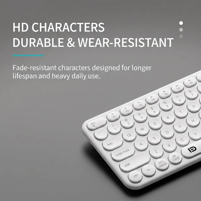 Alt view image 3 of 4 - Wireless Keyboard Bluetooth 2.4g Tri Mode Retro Silent for Ipad Laptop Pc | tri mode 2.4g & bt 3.0/5.0, connect 3 devices, retro round keys, quiet, anti ghosting, win mac ios android, 20m range, slim