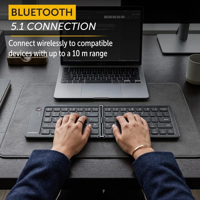 Alt view image 5 of 7 - Goldtouch Peapod Mini Bluetooth Keyboard, Foldable Keyboard | Wireless Keyboard for Laptop/PC/Tablet, Connects via Bluetooth 5.1, 67 Keys, Auto-Sleep After 10 Seconds