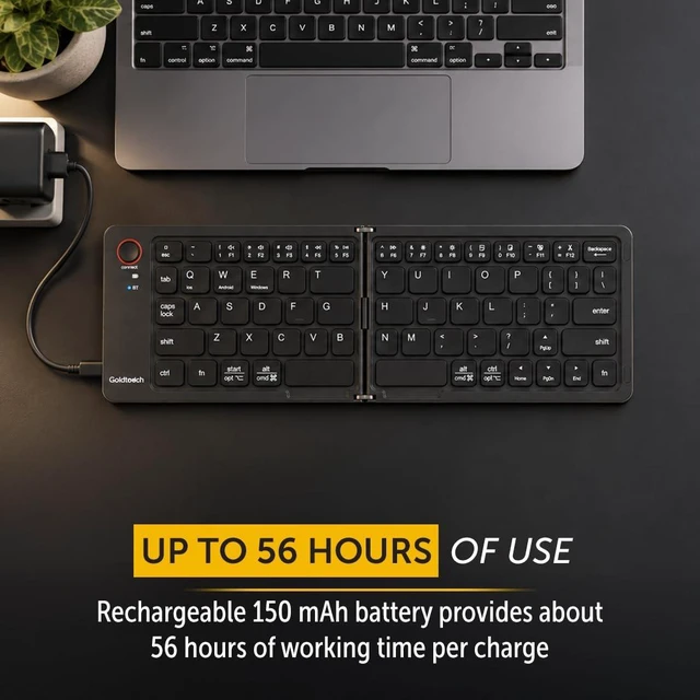 Alt view image 7 of 7 - Goldtouch Peapod Mini Bluetooth Keyboard, Foldable Keyboard | Wireless Keyboard for Laptop/PC/Tablet, Connects via Bluetooth 5.1, 67 Keys, Auto-Sleep After 10 Seconds