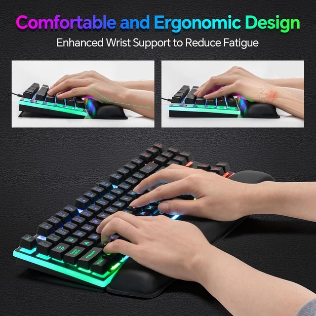 Alt view image 5 of 7 - CHONCHOW 87 Keys TKL Wired Gaming Keyboard with Wrist Rest, Detachable USB-C Cable, RGB Backlight, Full Metal Panel Keyboard Compatible with PC Laptop Mac Xbox Ps4 Ps5 (Black)