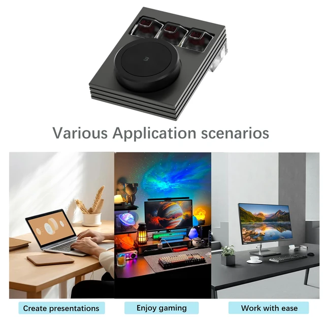 Alt view image 5 of 7 - NLOFIN Macro Programmable Keypad,Mini 3-Key OSU Programmable Keyboard | Copy Paste Keyboard,with Knob,Type-C Interface Compatible,Macro Mechanical KeyboardSupport for Win and Mac Systems (Gray)