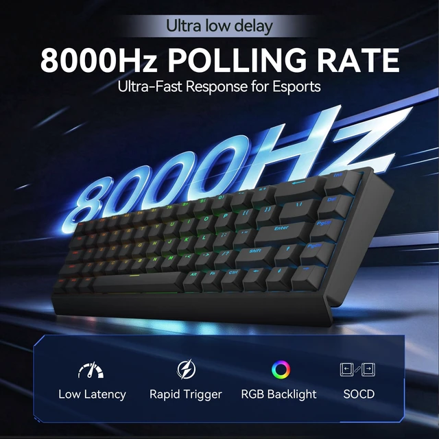 Alt view image 3 of 7 - SOLAKAKA AX68 SE Hall Effect Magnetic Switch Gaming Keyboard,black | Fast Trigger Mode Adjustable Actuation, PBT Keycaps, RGB Backlit, Rapid Trigger Keyboard for PC/Laptop/Gamer