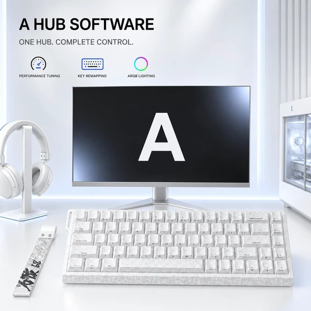Alt view image 6 of 7 - Keysla WIN68 Wired Hall Effect Gaming Keyboard, 8000Hz Rapid Trigger, White | Rapid Trigger Wired Magnetic Switch Hot-Swappable, 8000HZ Polling, RGB PBT Keycaps, Web Driver for PC Mac Esport Gamer