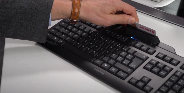 Alt view image 4 of 7 - Cherry Secure Board 1.0 - USB Keyboard Smart Card Reader - Wired - GS Approval - QWERTY Security Keyboard Black