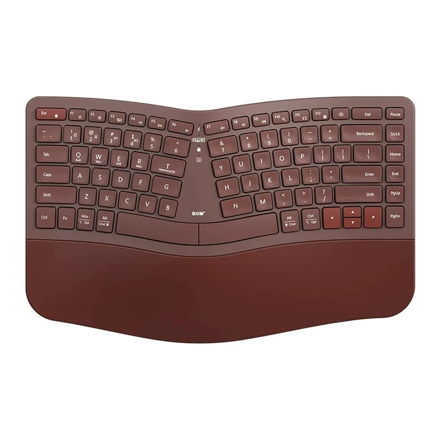 Main image of TISHLED Ergonomic Keyboard Wireless 2.4G/Bluetooth/Wired with Wrist Rest | Arc-Shaped Split Keys Compact 85-Key Silent Low-Profile Scissor Switches Rechargeable for Win/Mac/PC/Laptop/iPad, Burgundy