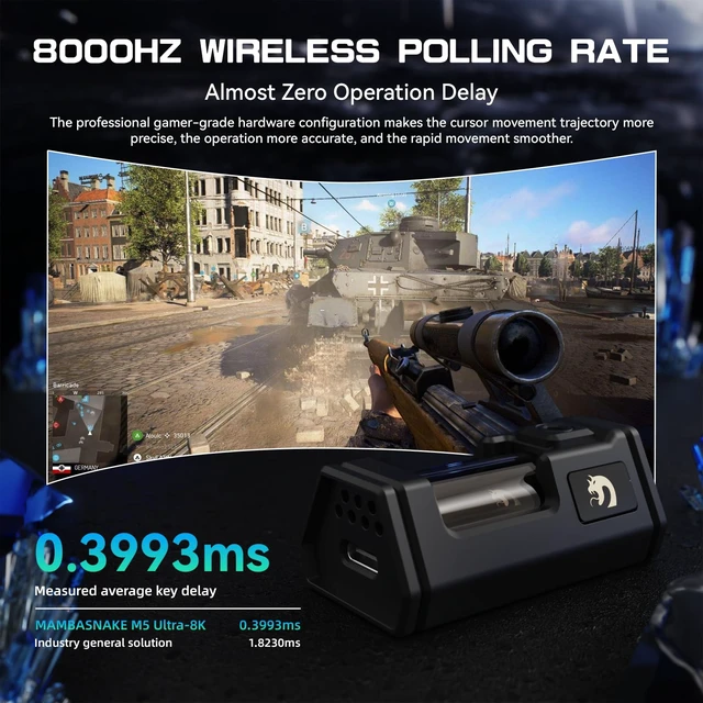 Alt view image 3 of 7 - MAMBASNAKE M5 Ultra Carbon Fiber 8KHz Wireless Gaming Mouse,PAW3950MAX Sensor 42K DPI,39g Lightweight Tri-Mode 2.4GHz/BT/Wired Computer Mice,Web Driver Support,for Win/Mac/FPS/MOBA/Esports-Black (A)