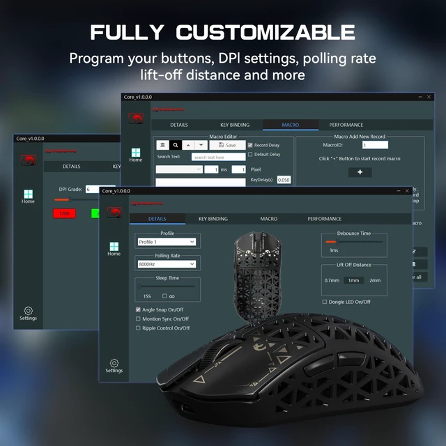 Alt view image 7 of 7 - MAMBASNAKE M5 Ultra Carbon Fiber 8KHz Wireless Gaming Mouse,PAW3950MAX Sensor 42K DPI,39g Lightweight Tri-Mode 2.4GHz/BT/Wired Computer Mice,Web Driver Support,for Win/Mac/FPS/MOBA/Esports-Black (A)