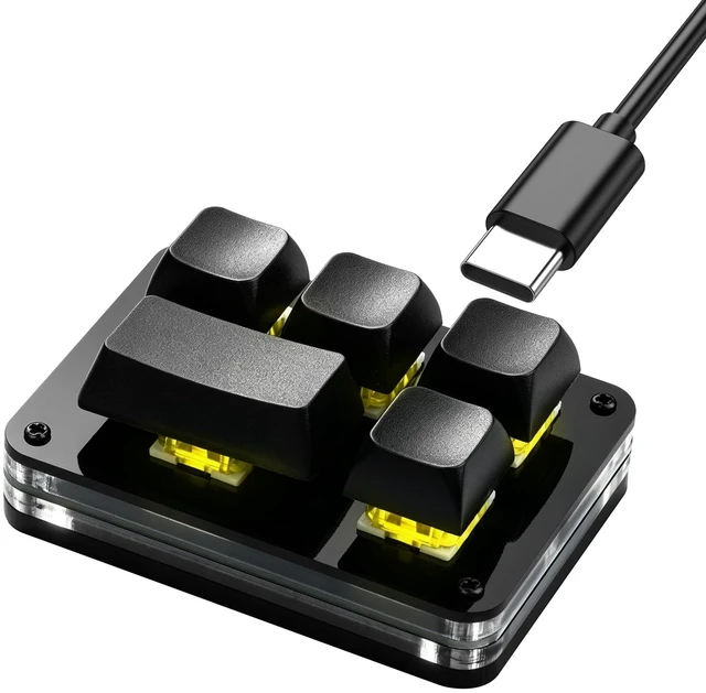 Main image of SinLoon 5 Key Hot-Swappable RGB Macro Mechanical Keypad | Programmable for single/combo keys (max 18 inputs). Save settings to device, plug & play for office, design, gaming