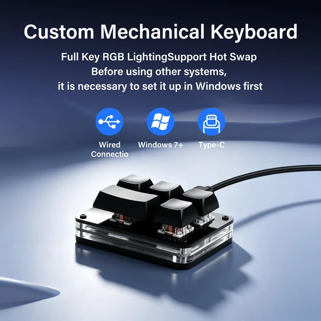 Alt view image 2 of 7 - SinLoon 5 Key Hot-Swappable RGB Macro Mechanical Keypad | Programmable for single/combo keys (max 18 inputs). Save settings to device, plug & play for office, design, gaming