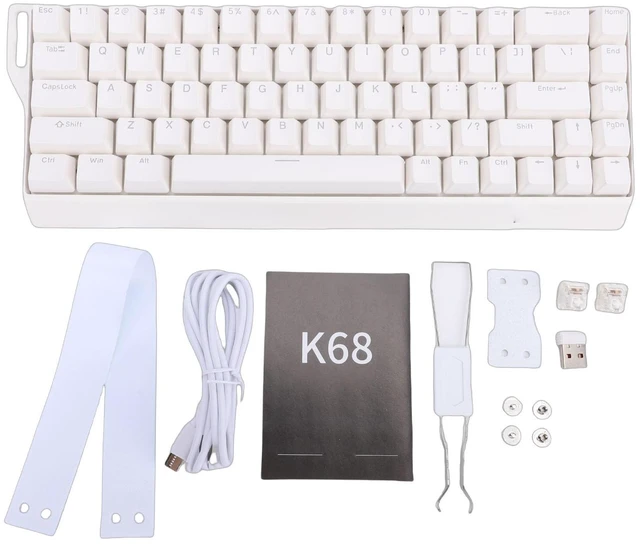 Alt view image 7 of 7 - Glaeptio Mechanical Gaming Keyboard, Wired Wireless 60% RGB Backlit Keyboard with Hall Effect Magnetic Switches and 18 Lighting Modes, for Computer PC Laptop (White)