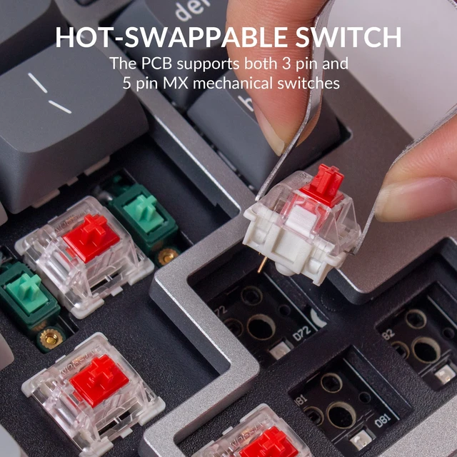 Alt view image 2 of 7 - Keychron Q2 Wired Custom Mechanical Keyboard Knob Version, 65% Layout QMK/VIA Programmable Macro with Hot-swappable Gateron G Pro Red Switch Double Gasket Compatible with Mac Windows Linux (Grey)