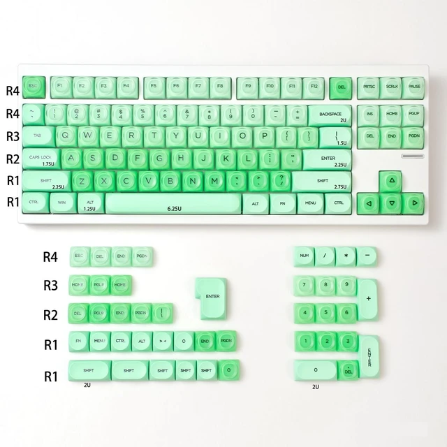 Alt view image 5 of 7 - Sumgsn 132 Keys PBT Jelly Keycaps MOA Profile Green Keycaps Set | Comaptible with Wooting Keyboard 61/64/87/104/108 Cherry Mx Switches Mechanical Keyboards