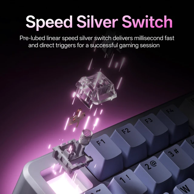 Alt view image 3 of 7 - Rapoo V700DIY-75 Wireless Mechanical Keyboard, BT5.0 + 2.4GHz, Hot Swappable Custom Gaming Keyboard, Speed Silver Linear Switch, 16.8M Per-Key RGB, Gasket Mount, Creamy Sound, Full NKRO Anti-Ghosting