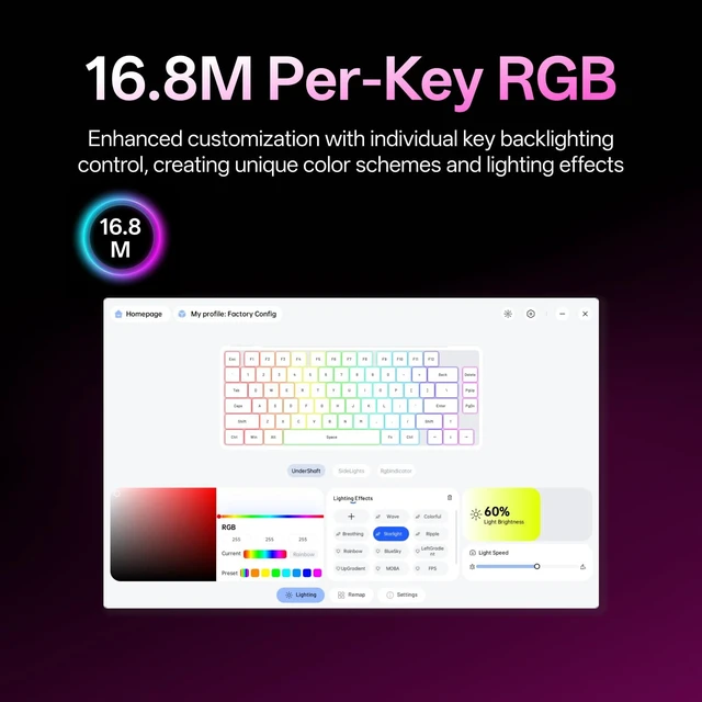 Alt view image 5 of 7 - Rapoo V700DIY-75 Wireless Mechanical Keyboard, BT5.0 + 2.4GHz, Hot Swappable Custom Gaming Keyboard, Speed Silver Linear Switch, 16.8M Per-Key RGB, Gasket Mount, Creamy Sound, Full NKRO Anti-Ghosting