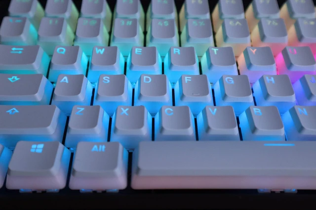 Alt view image 6 of 7 - Glacier Frosted Keycaps, PBT, Double Shot, OEM Profile, Shine Through Legends, for Mechanical Keyboard Compatible with 60%/65%/75%/80%/96%/100% (Blue)