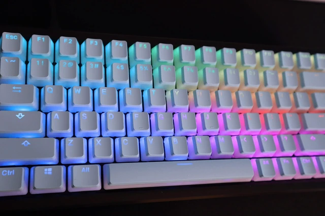 Alt view image 7 of 7 - Glacier Frosted Keycaps, PBT, Double Shot, OEM Profile, Shine Through Legends, for Mechanical Keyboard Compatible with 60%/65%/75%/80%/96%/100% (Blue)