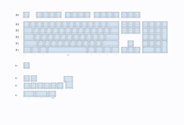 Alt view image 5 of 7 - Glacier Frosted Keycaps, PBT, Double Shot, OEM Profile, Shine Through Legends, for Mechanical Keyboard Compatible with 60%/65%/75%/80%/96%/100% (Blue)