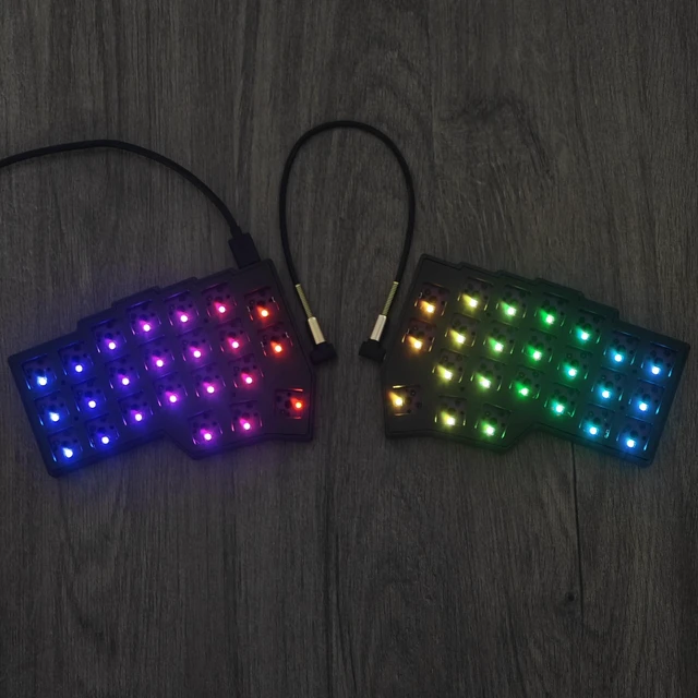 Alt view image 2 of 7 - YMDK Split Keyboard Corne V4.1 46 Keys Ergonomic Hotswappable 40% Layout 3D PLA RGB QMK Vial All Key Programmable Mini Independent Gaming Keyboard Kit