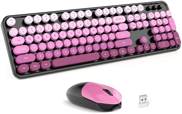 Main image of Wireless Keyboard and Mouse Combo - GEEZER Blackpink-Gradient Full-Sized Colorful Keyboard 104 Keys - USB 2.4 G Receiver Plug Play with Round Keycap Typewriter Keyboards, for Windows, PC, Laptop