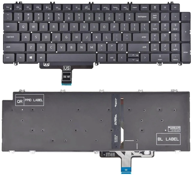 Alt view image 5 of 5 - Replacement Keyboard for Dell Latitude 5520 5530 5540 5521 5531 3540, Precision 3560 3570 3580 3561 3571 3581 7670 7680 7770 7780 Laptop with Backlit US Layout P/N: N7N16 0N7N16