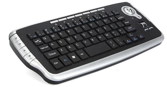 Main image of Mini Ergonomic Keyboard Trackball Air Mouse Scroll Wheel Function 2.4G Wireless Keyboard with trackball Mouse Keyboartd Combo for Lapotp PC TV Remote Controller HTPC (Silver)